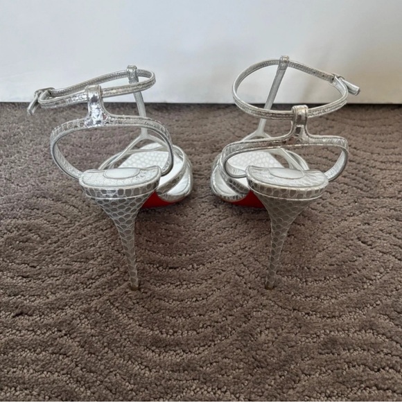 Christian Louboutin Silver Strappy Heels - Picture 3 of 12